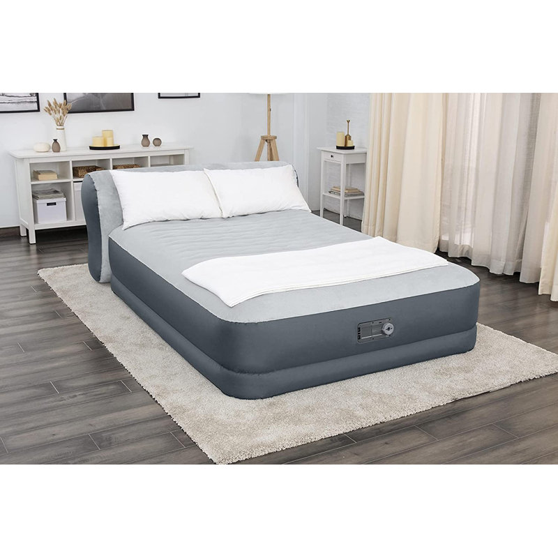 Queen air mattress with built in pump and headboard best sale